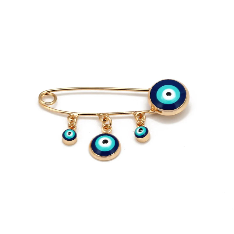 Ladybug Evil Eye Charm Brooch Pin Copper Silver BE63