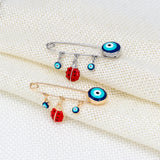 Ladybug Evil Eye Charm Brooch Pin Copper Silver BE63