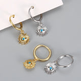 Micro Pave Zircon Evil Eye Drop Earrings 925 Sterling Silver Dangle Earrings