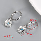 Micro Pave Zircon Evil Eye Drop Earrings 925 Sterling Silver Dangle Earrings
