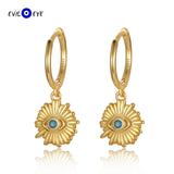 Micro Pave Zircon Evil Eye Drop Earrings 925 Sterling Silver Dangle Earrings