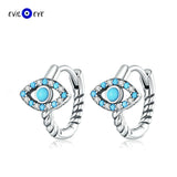 S925 Sterling Silver Evil Eye Earrings Micro Pave Stone Hoop Jewelry
