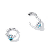 S925 Sterling Silver Evil Eye Earrings Micro Pave Stone Hoop Jewelry