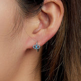 S925 Sterling Silver Evil Eye Earrings Micro Pave Stone Hoop Jewelry