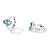 S925 Sterling Silver Evil Eye Earrings Micro Pave Stone Hoop Jewelry