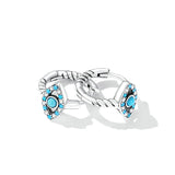 S925 Sterling Silver Evil Eye Earrings Micro Pave Stone Hoop Jewelry
