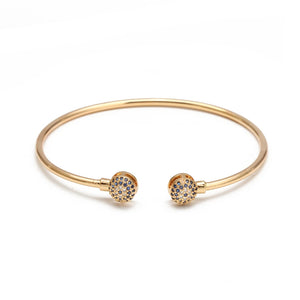 Micro Pave Eye Bangle Silver Copper Open Cuff Bracelet Women Girls