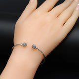 Micro Pave Eye Bangle Silver Copper Open Cuff Bracelet Women Girls