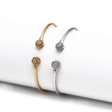 Micro Pave Eye Bangle Silver Copper Open Cuff Bracelet Women Girls