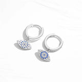 Micro Pave Zircon 925 Silver Evil Eye Drop Earrings for Women