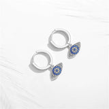 Micro Pave Zircon 925 Silver Evil Eye Drop Earrings for Women