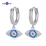 Micro Pave Zircon 925 Silver Evil Eye Drop Earrings for Women