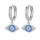Micro Pave Zircon 925 Silver Evil Eye Drop Earrings for Women