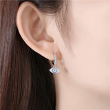 Micro Pave Zircon 925 Silver Evil Eye Drop Earrings for Women