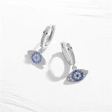 Micro Pave Zircon 925 Silver Evil Eye Drop Earrings for Women