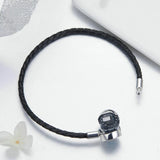 Micro Pave Evil Eye Charm Bracelet 925 Sterling Silver Leather Bracelet