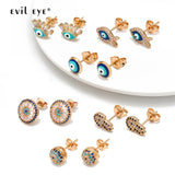 EVIL EYE Zircon Eye Stud Earrings Silver Small Jewelry for Women Girls