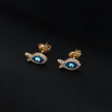 EVIL EYE Zircon Eye Stud Earrings Silver Small Jewelry for Women Girls
