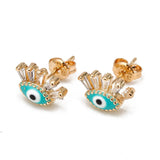 EVIL EYE Zircon Eye Stud Earrings Silver Small Jewelry for Women Girls