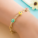 Evil Eye Heart Round Charm Bracelet for Women