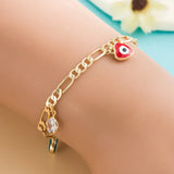 Evil Eye Heart Round Charm Bracelet for Women