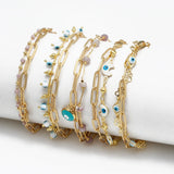 Evil Eye Charm Bracelet Adjustable Stone Bead Fatima Hand Heart Tassel Bracelet