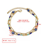 Evil Eye Charm Bracelet Adjustable Stone Bead Fatima Hand Heart Tassel Bracelet