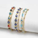 Evil Eye Charm Bracelet Adjustable Stone Bead Fatima Hand Heart Tassel Bracelet