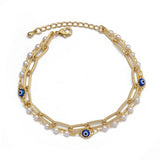 Evil Eye Charm Bracelet Adjustable Stone Bead Fatima Hand Heart Tassel Bracelet