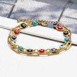 Evil Eye Charm Bracelet Adjustable Stone Bead Fatima Hand Heart Tassel Bracelet