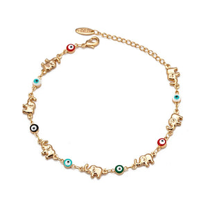 Evil Eye Elephant Charm Bracelet Adjustable Jewelry BD360