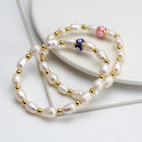 Natural Pearl Bead Bracelet Evil Eye Beaded Bracelet Women Girls Men Jewelry