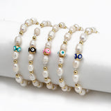 Natural Pearl Bead Bracelet Evil Eye Beaded Bracelet Women Girls Men Jewelry