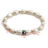 Natural Pearl Bead Bracelet Evil Eye Beaded Bracelet Women Girls Men Jewelry