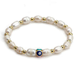 Natural Pearl Bead Bracelet Evil Eye Beaded Bracelet Women Girls Men Jewelry