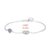 925 Silver Evil Eye Charm Bracelet Adjustable Women Girls Fine Jewelry