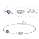 925 Silver Evil Eye Charm Bracelet Adjustable Women Girls Fine Jewelry
