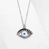 Colorful Zircon Evil Eye Pendant Necklace