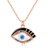 Colorful Zircon Evil Eye Pendant Necklace