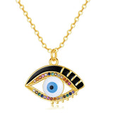 Colorful Zircon Evil Eye Pendant Necklace