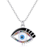 Colorful Zircon Evil Eye Pendant Necklace