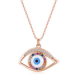 Rainbow Zircon Pendant Necklace Evil Eye Necklace for Women Girls