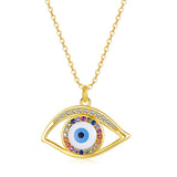 Rainbow Zircon Pendant Necklace Evil Eye Necklace for Women Girls