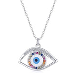 Rainbow Zircon Pendant Necklace Evil Eye Necklace for Women Girls
