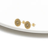 Zircon Evil Eye Stud Earrings S925 Silver Small Round Earrings