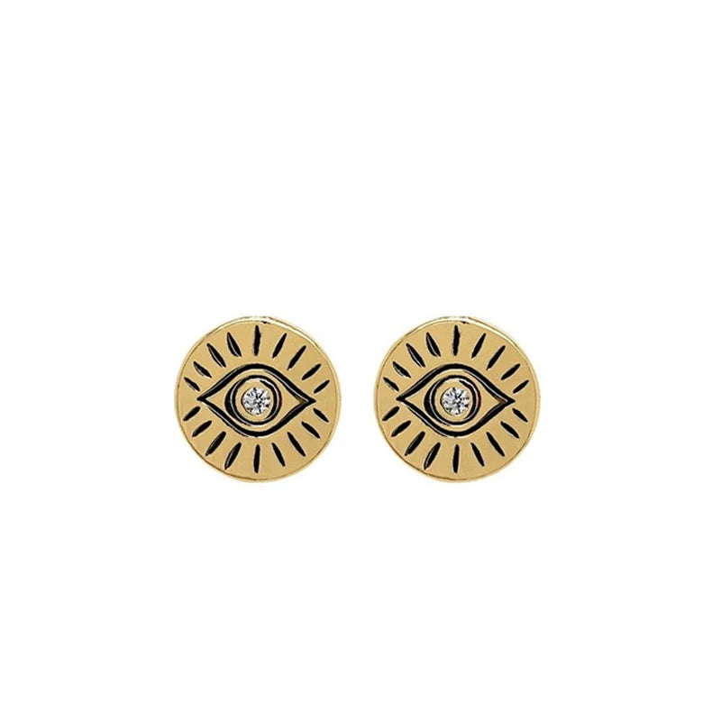 Zircon Evil Eye Stud Earrings S925 Silver Small Round Earrings