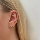 Zircon Evil Eye Stud Earrings S925 Silver Small Round Earrings