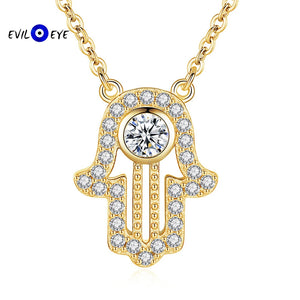 S925 Fatima Hand Necklace Evil Eye Pendant Necklace ES110