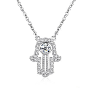 S925 Fatima Hand Necklace Evil Eye Pendant Necklace ES110