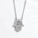 S925 Fatima Hand Necklace Evil Eye Pendant Necklace ES110